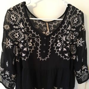 Navy blue semi sheer blouse